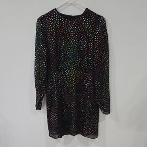 Desigual Sz Med Black Multicolor Long Sleeve Dress